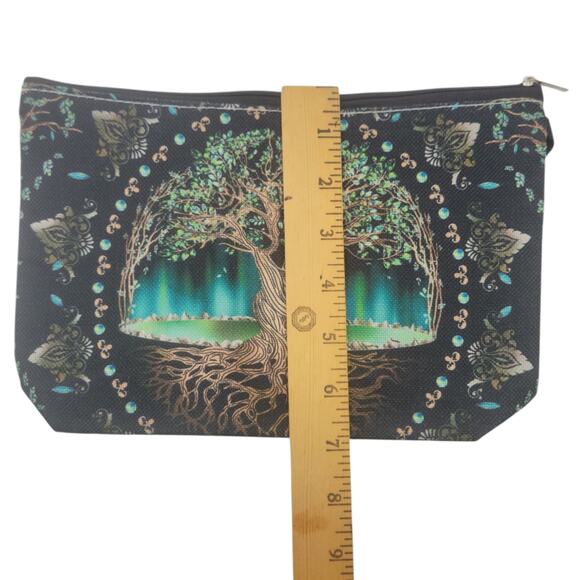 Tree of Life Cosmetic Bag Green 7x10x2 - Mystical Multi-Functional Makeup Pouch - Picture 6 of 13